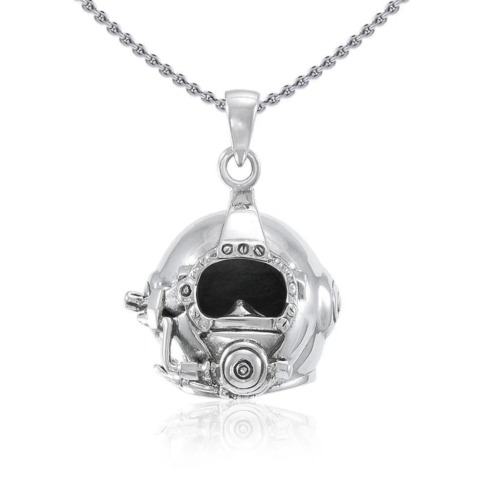 3 Dimensional Diving Helmet Sterling Silver Pendant TP1510