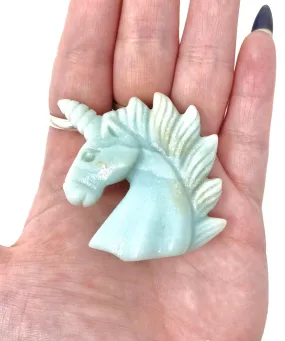 Amazonite Crystal Unicorn Figurine - 2" Long