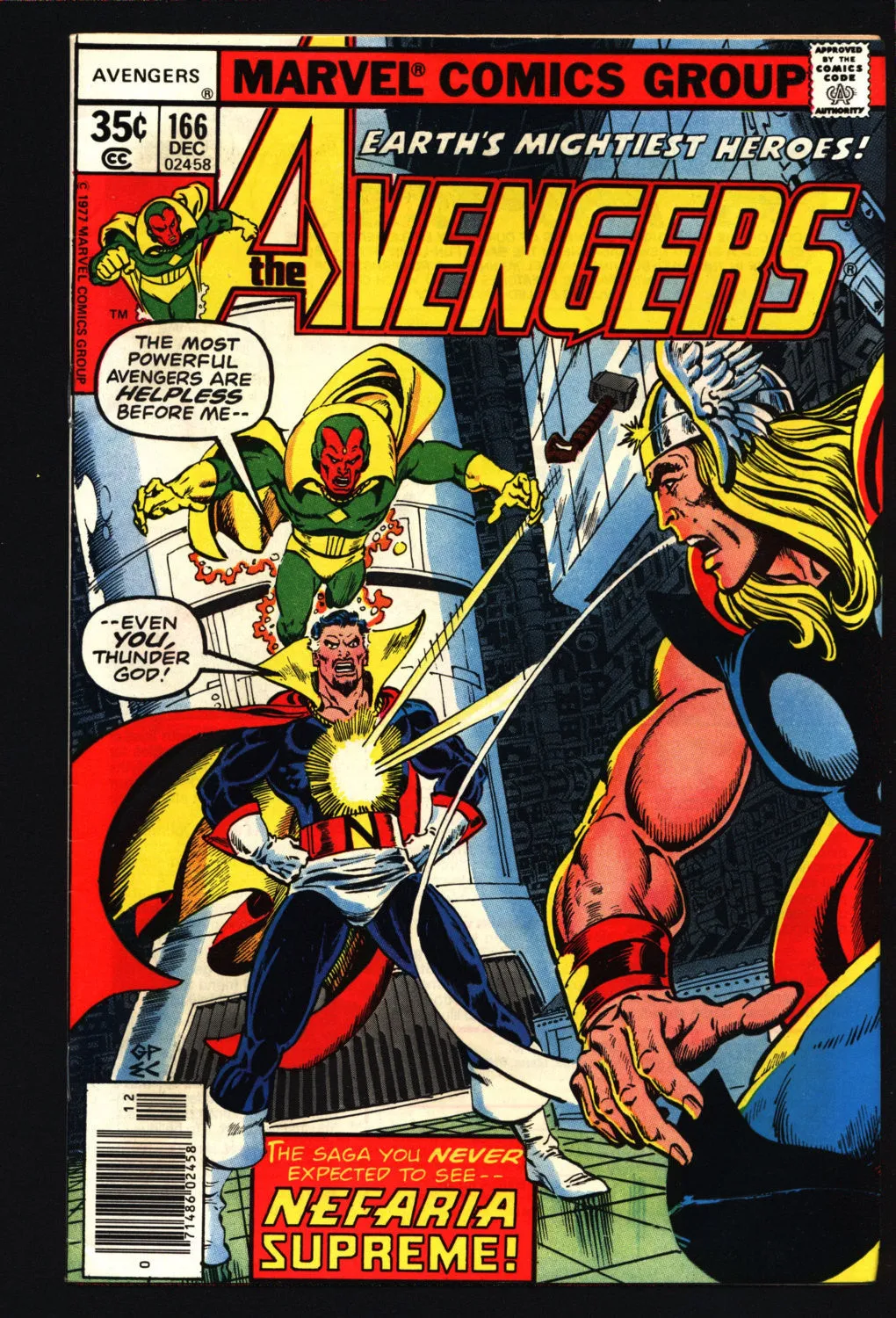 AVENGERS #166 Vs Count Nefaria John Byrne Captain America Iron Man Vision Scarlet Witch Yellowjacket