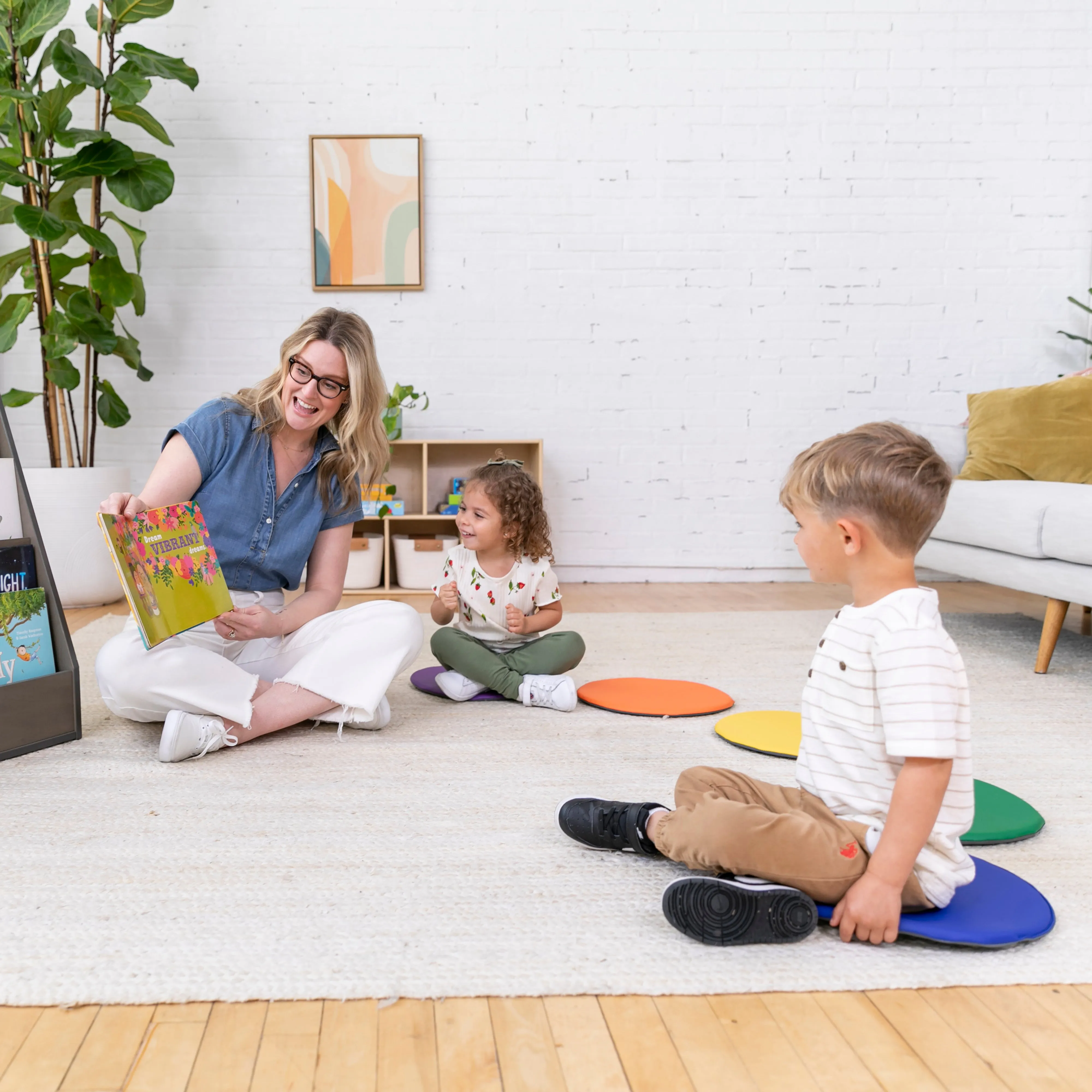 Colorful Floor Pads, Round, Flexible Seating, 6-Piece