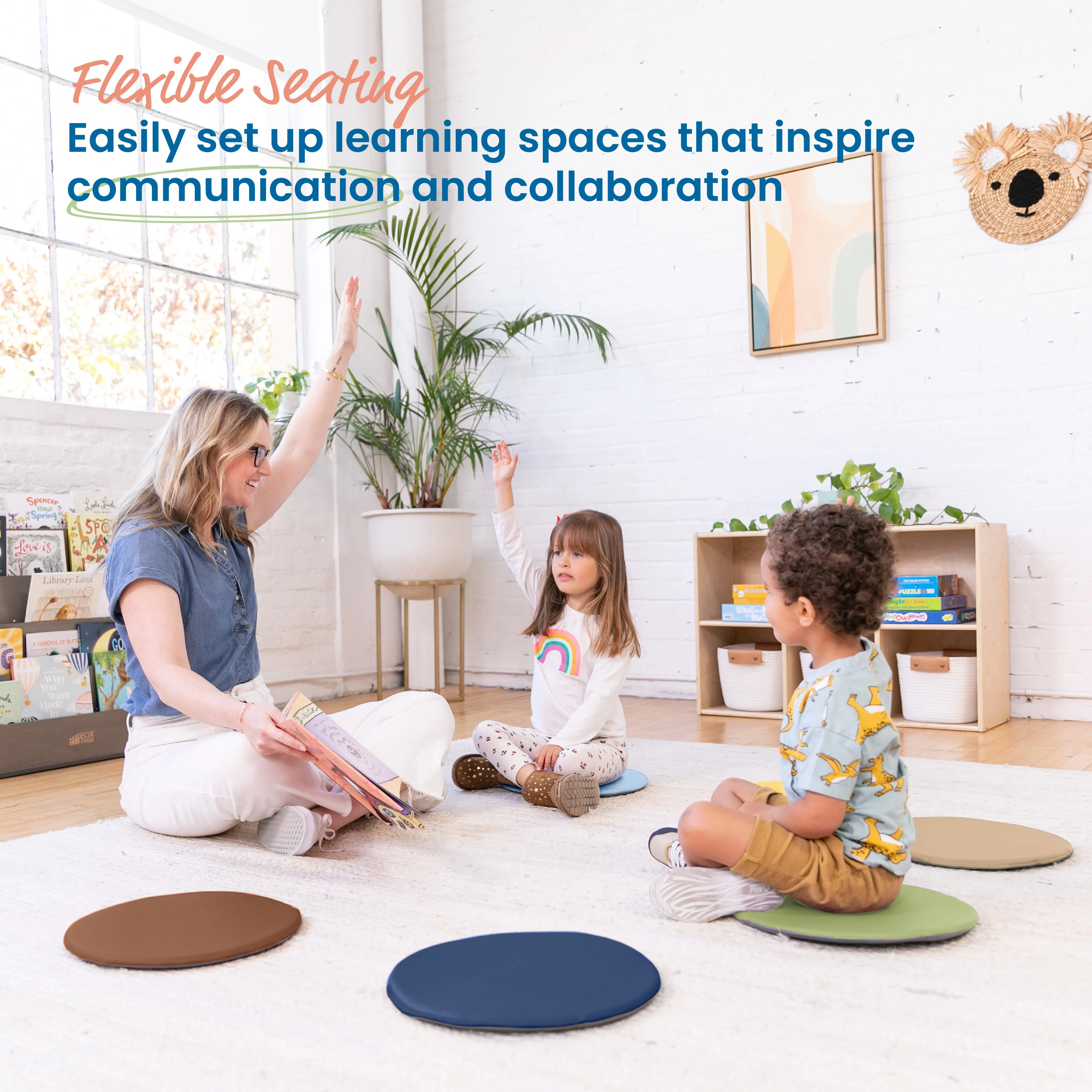 Colorful Floor Pads, Round, Flexible Seating, 6-Piece