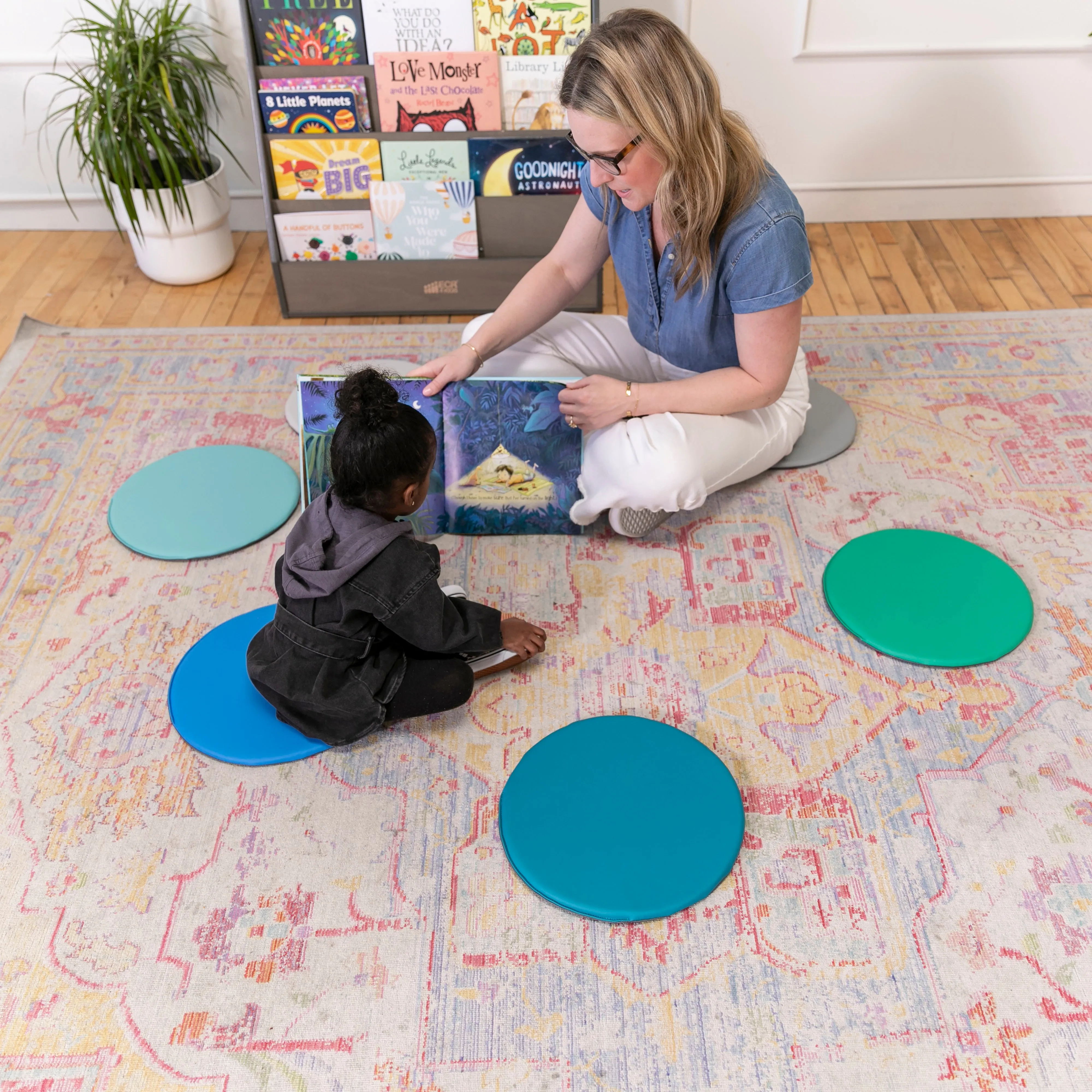 Colorful Floor Pads, Round, Flexible Seating, 6-Piece