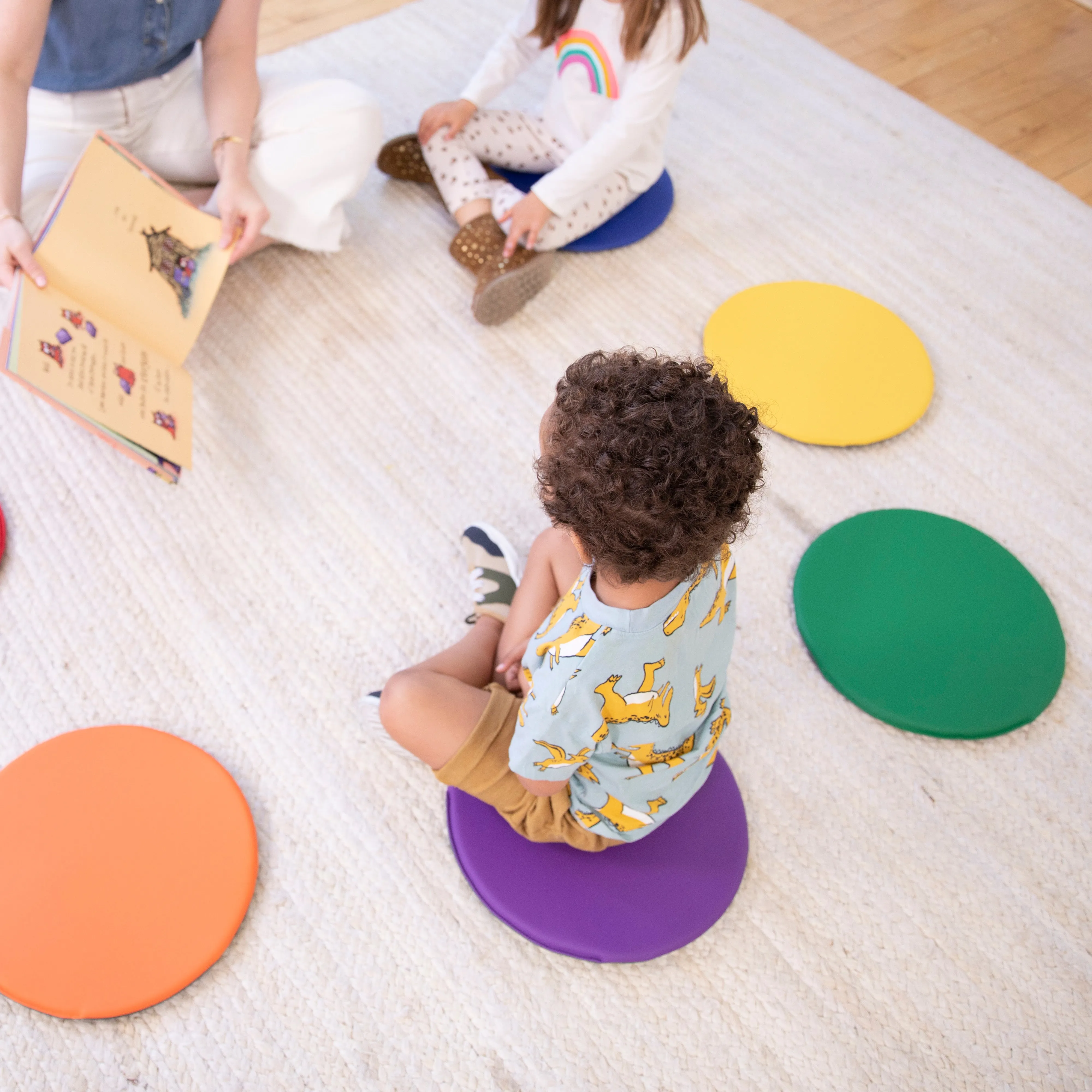 Colorful Floor Pads, Round, Flexible Seating, 6-Piece