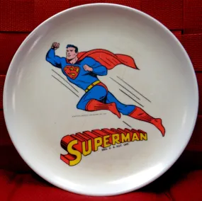 DC Comics SUPERMAN, 1966,Melmac Dinnerware,8" plate, Siegel & Joe Shuster,National Periodical Publications