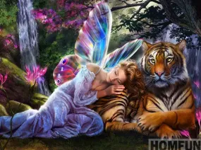 Fairy And Tiger - Fantasy Diamond Painting, Full Square/Round Drill 5D Diamonds