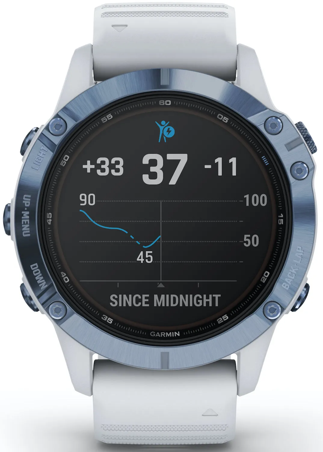 GRM Watch Fenix 6 Pro Solar Mineral Blue With Whitestone Band D