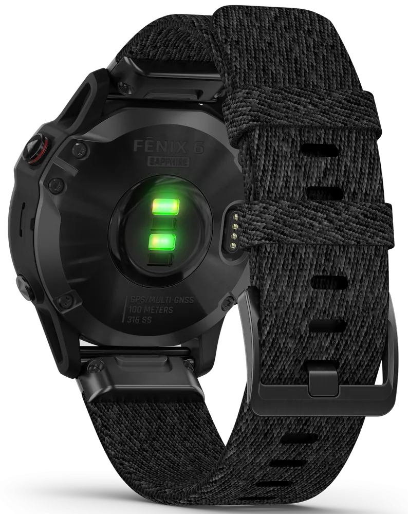 GRM Watch Fenix 6 Sapphire Black DLC Heathered Nylon Band D