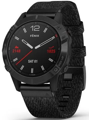 GRM Watch Fenix 6 Sapphire Black DLC Heathered Nylon Band D