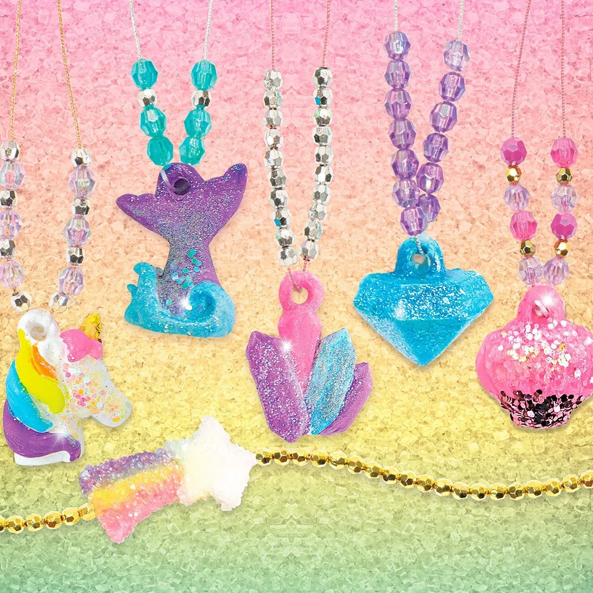 Horizon Unicorn Crystals Jewellery Set With 4 Figurines 3D Charms