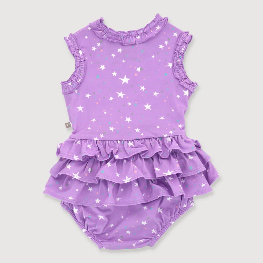 Little Explorer Baby Girl Ruffled Easyeo Dress (Star)