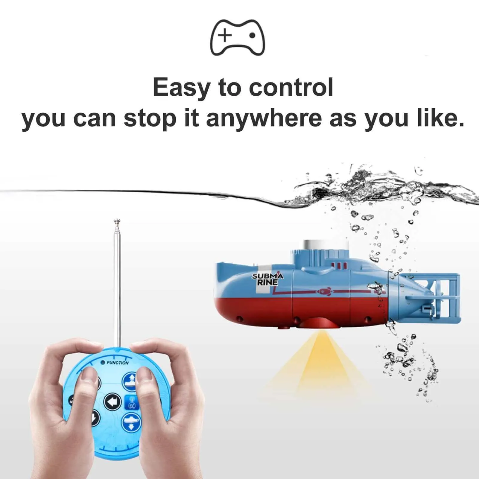 Mini Remote Control Submarine - 0.1m/s Speed, Waterproof, Diving Toy for Kids