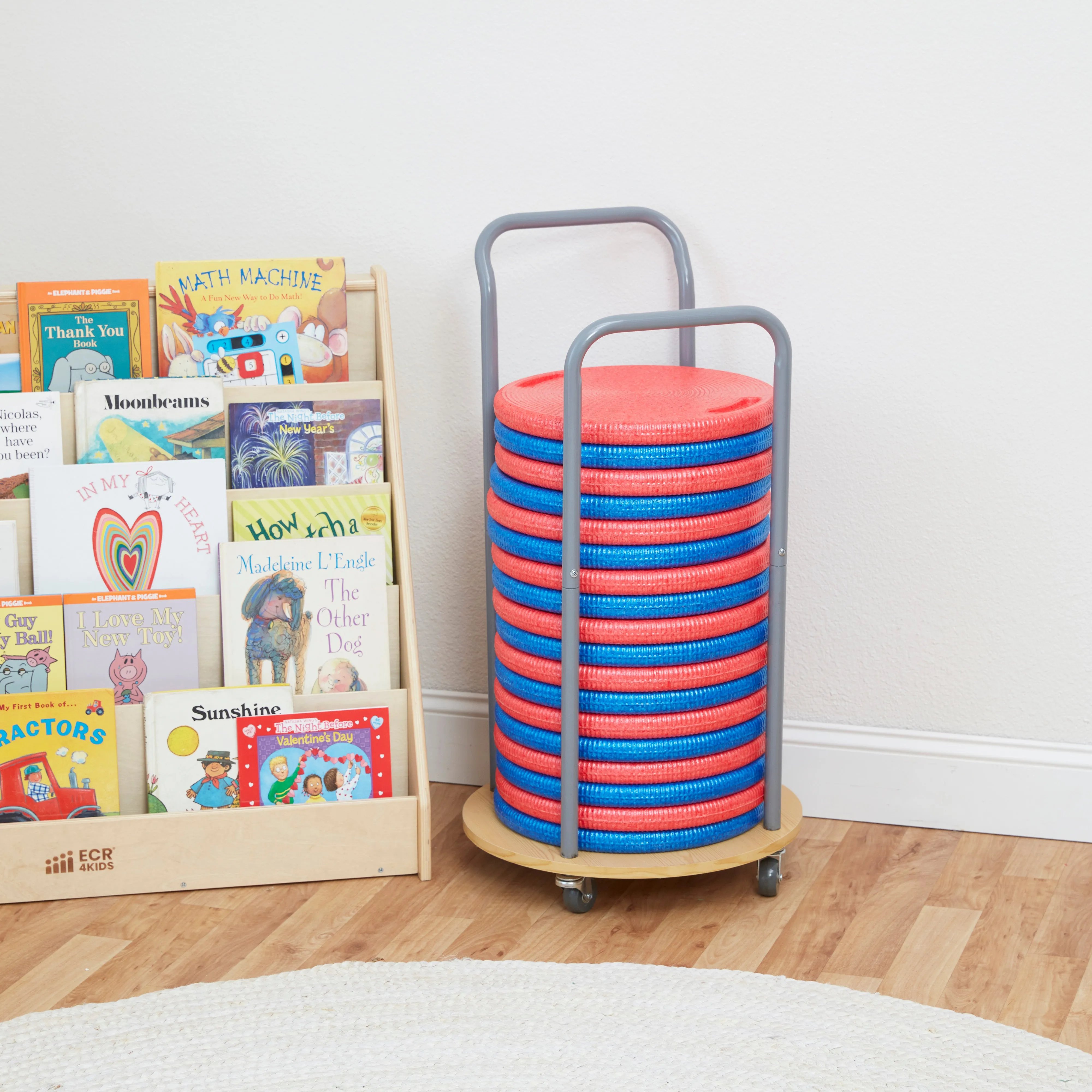 Mobile Cushion Cart and CircleSpots, Flexible Seating, 20-Piece