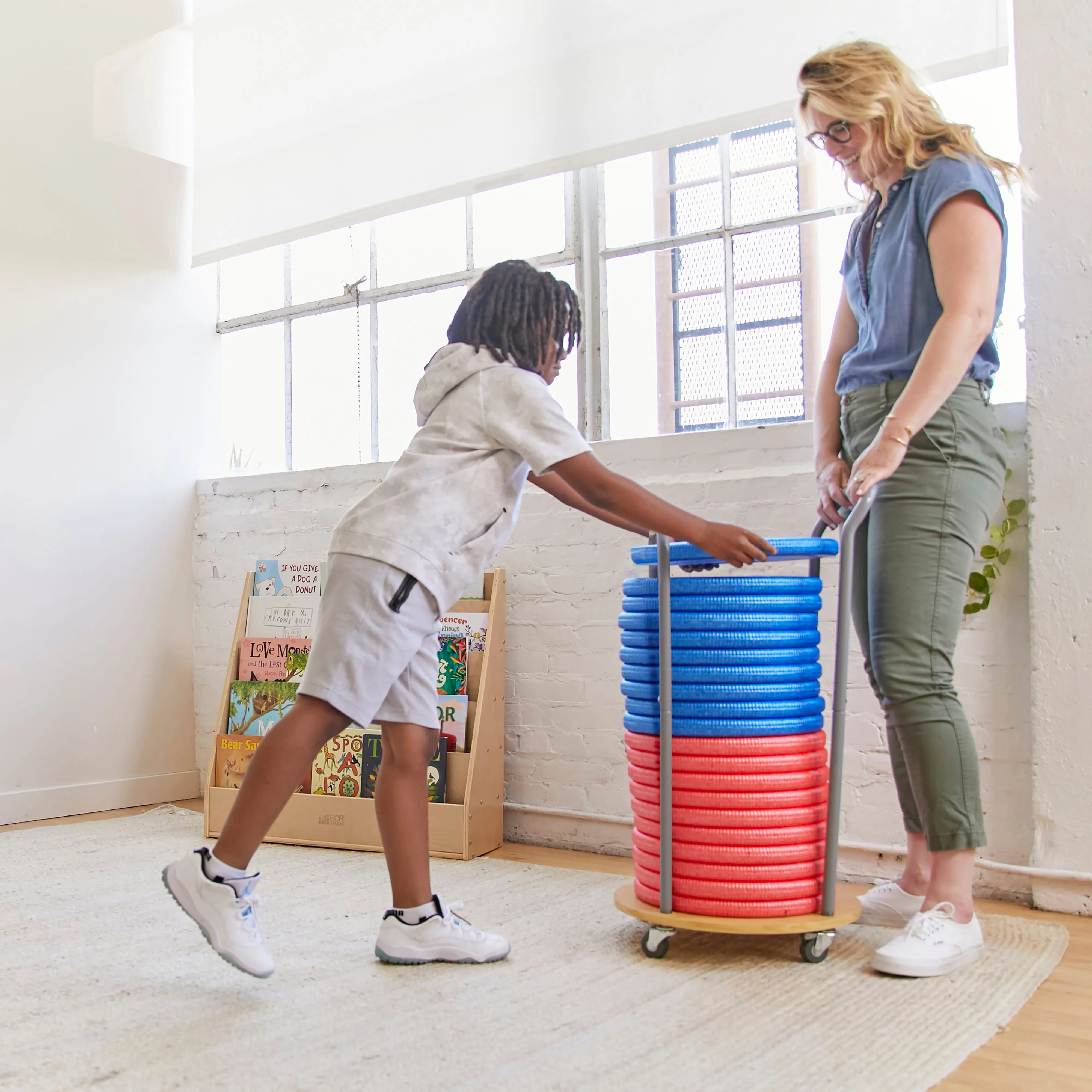 Mobile Cushion Cart and CircleSpots, Flexible Seating, 20-Piece