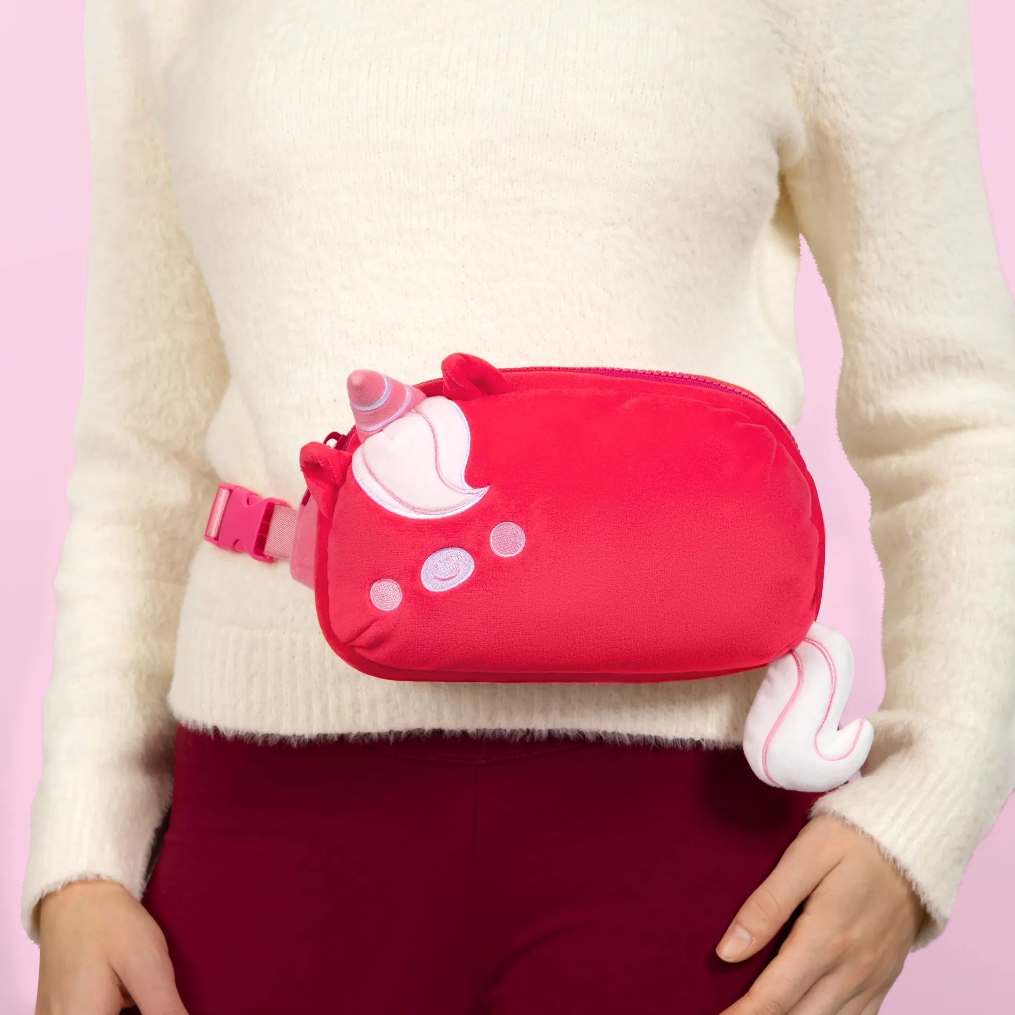 Plushiverse Ruby Red Unicorn Plushie Fanny Pack