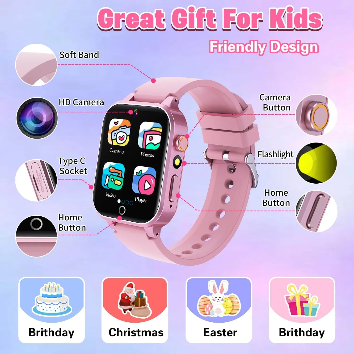 Smartwatch for Kids with 26 HD Puzzle Games