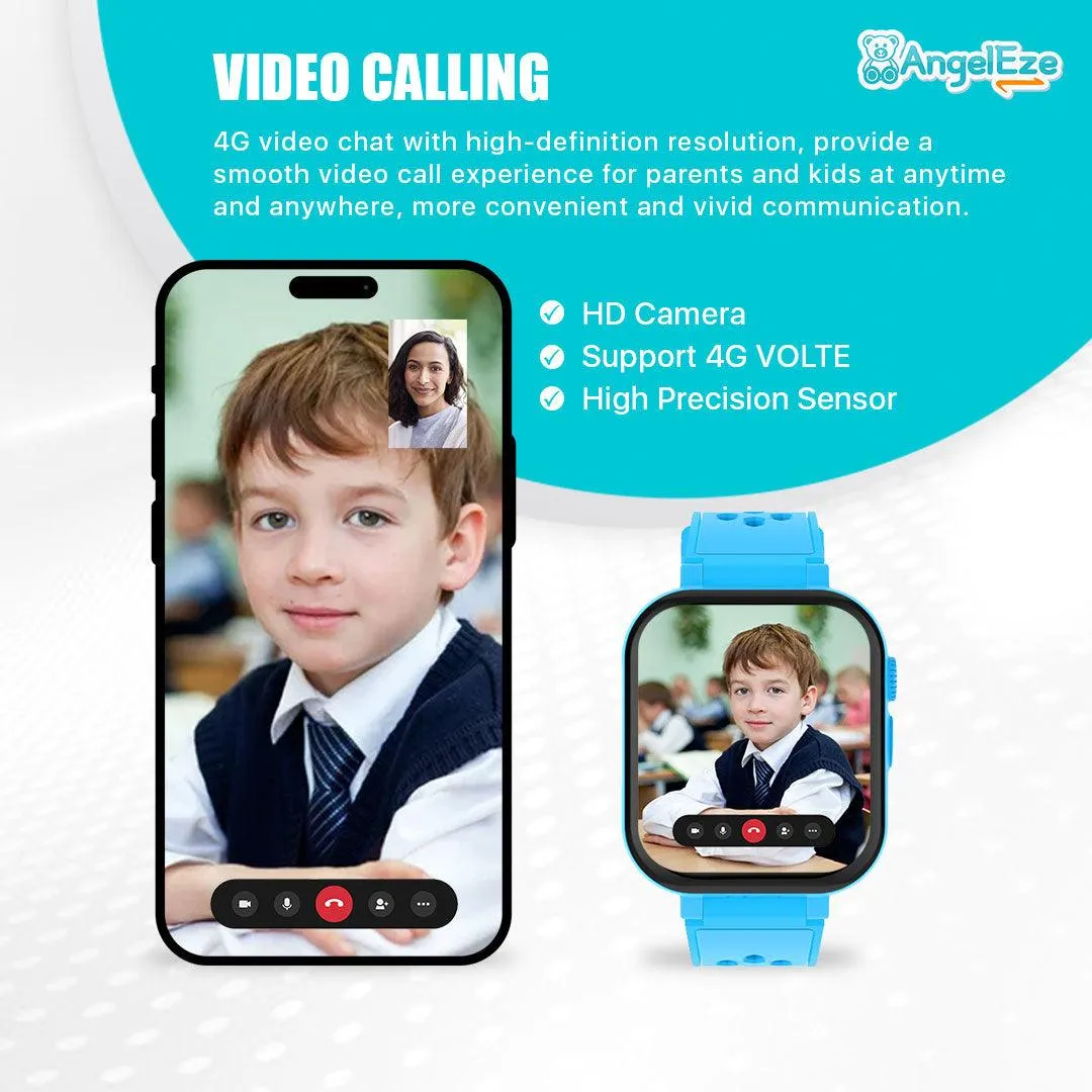 Voyager 4G LTE Android Kids Smart Watch - 512MB RAM, 4GB Storage, SMS, WiFi, GPS Tracking, Video Calling, IP67 Waterproof